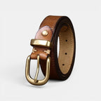 Ceinture Cuir Femme Boucle Arrondie Laiton Rouge | Elvara