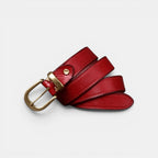 Ceinture Cuir Femme Boucle Arrondie Laiton Rouge | Elvara