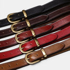 Ceinture Cuir Femme Boucle Arrondie Laiton Rouge | Elvara