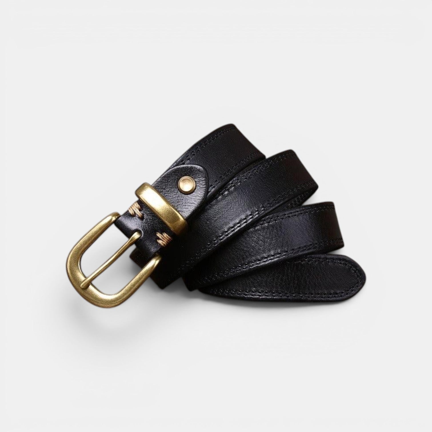 Ceinture Cuir Femme Boucle Arrondie Laiton Rouge | Elvara