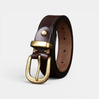 Ceinture Cuir Femme Boucle Arrondie Laiton Rouge | Elvara