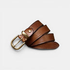 Ceinture Cuir Femme Boucle Arrondie Laiton Rouge | Elvara