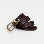 Ceinture Cuir Femme Boucle Arrondie Laiton Rouge | Elvara