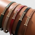 Ceinture Fine Cuir Lisse Femme Boucle en H Dorée | Halvex La Maison de la Ceinture