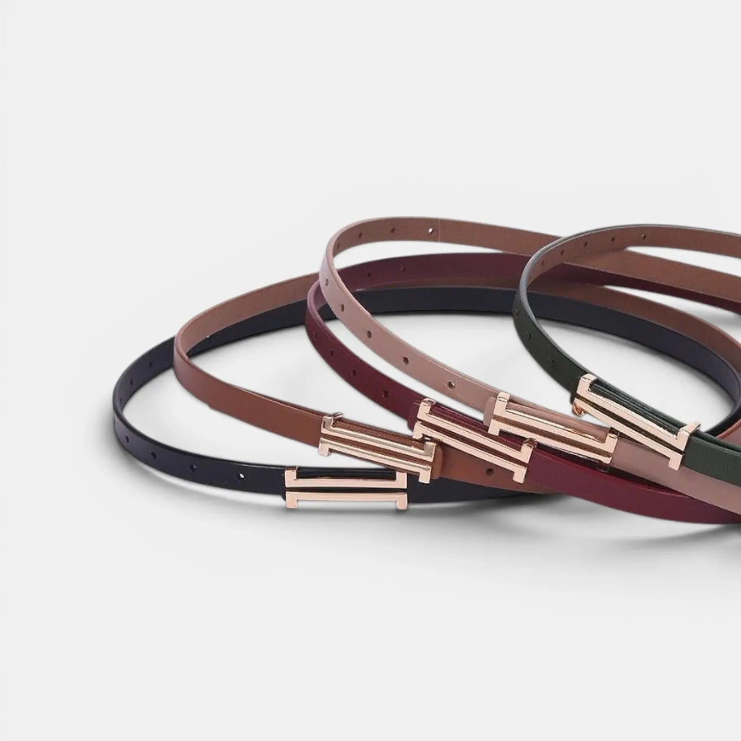 Ceinture Fine Cuir Lisse Femme Boucle en H Dorée | Halvex La Maison de la Ceinture