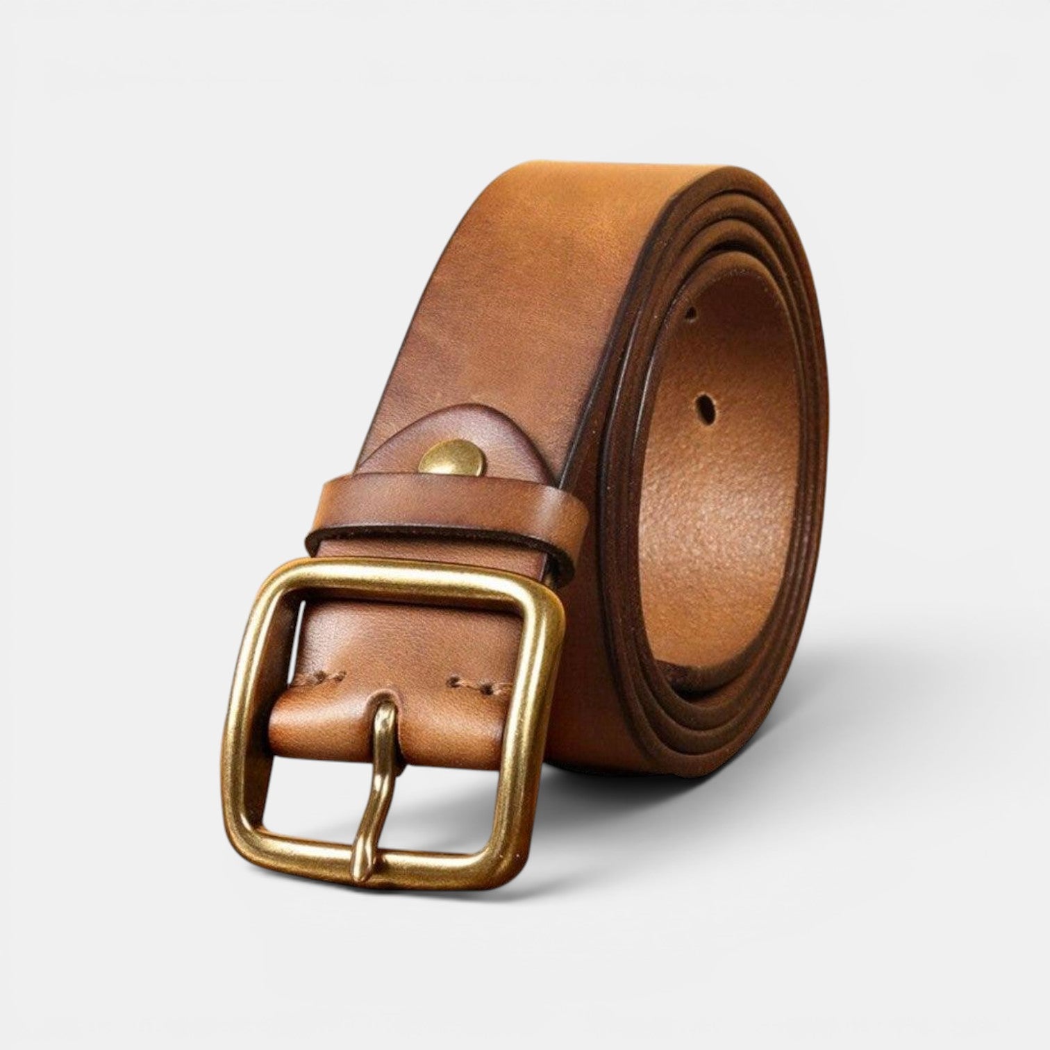 Ceinture Cuir Pleine Fleur Homme Boucle Laiton Massif | Vartek