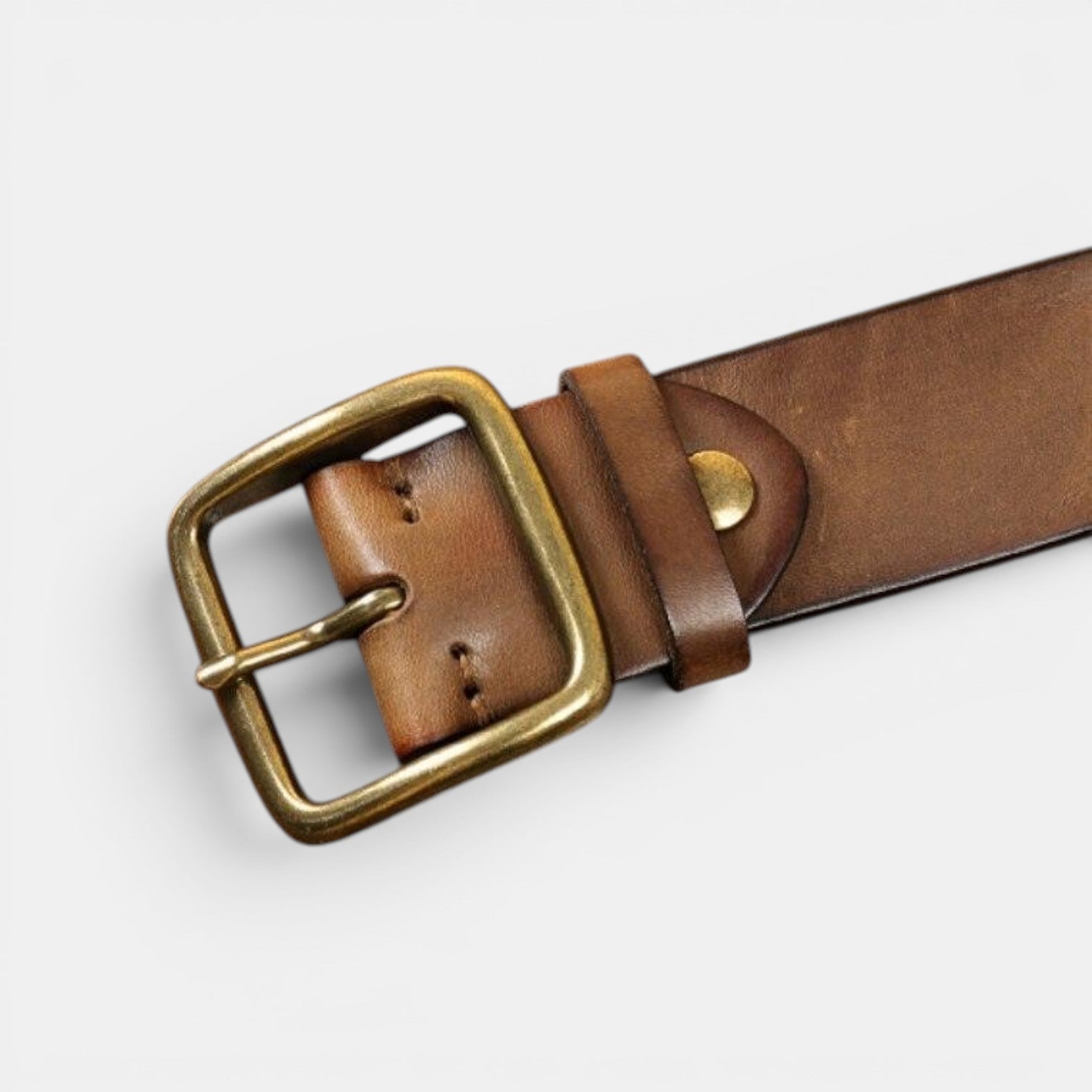 Ceinture Cuir Pleine Fleur Homme Boucle Laiton Massif | Vartek