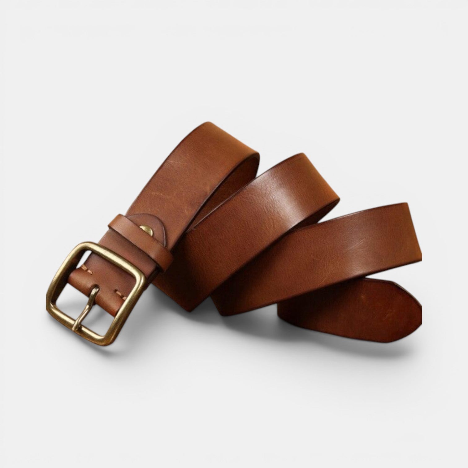 Ceinture Cuir Pleine Fleur Homme Boucle Laiton Massif | Vartek