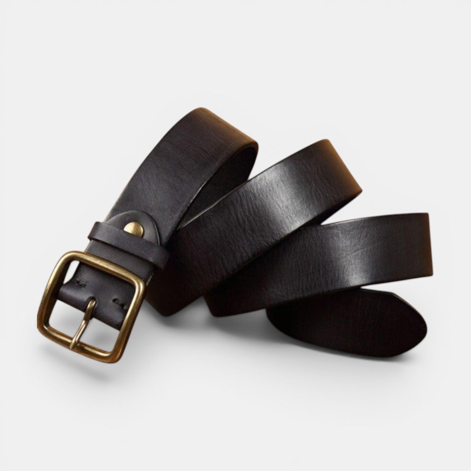 Ceinture Cuir Pleine Fleur Homme Boucle Laiton Massif | Vartek