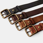 Ceinture Cuir Pleine Fleur Homme Boucle Laiton Massif | Vartek