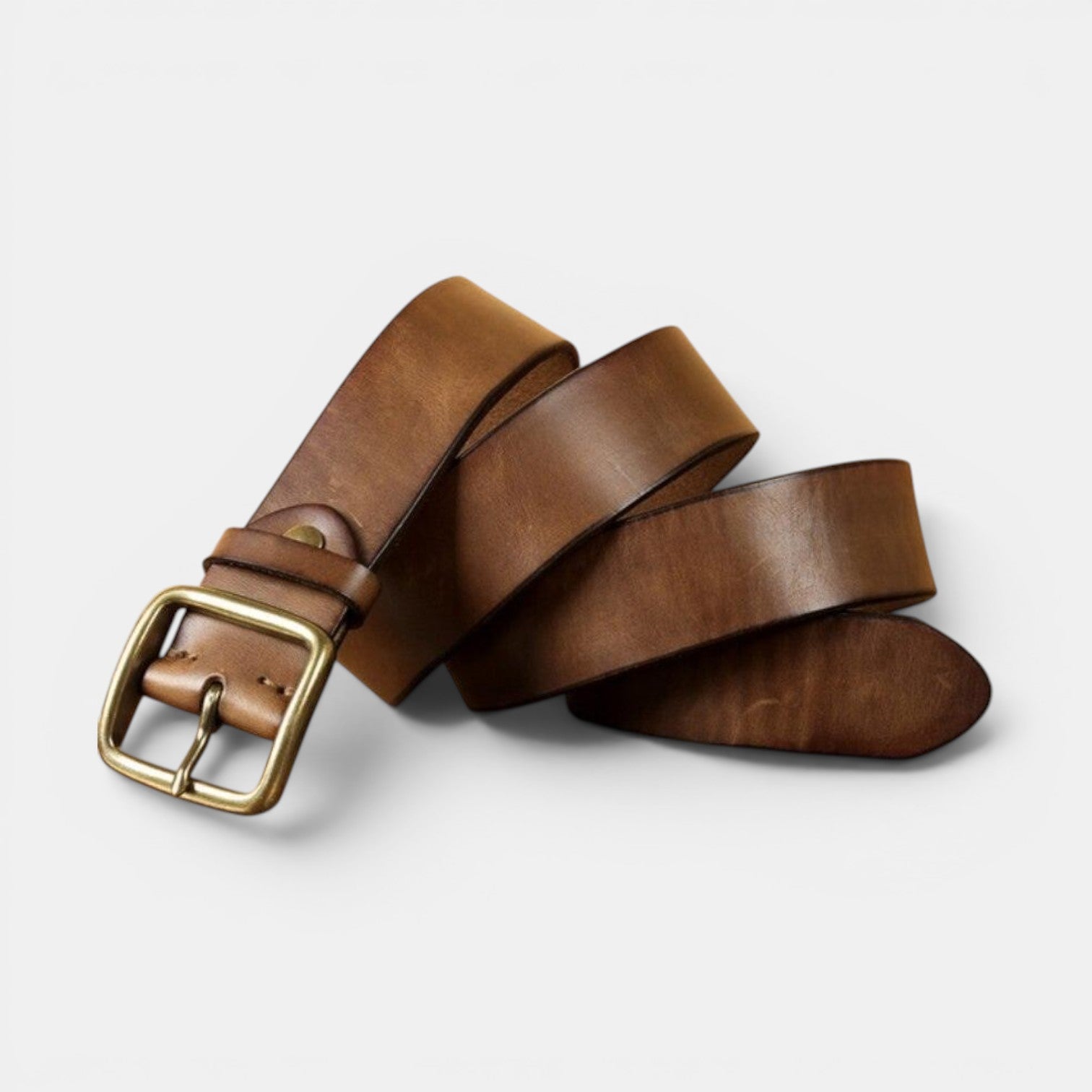 Ceinture Cuir Pleine Fleur Homme Boucle Laiton Massif | Vartek