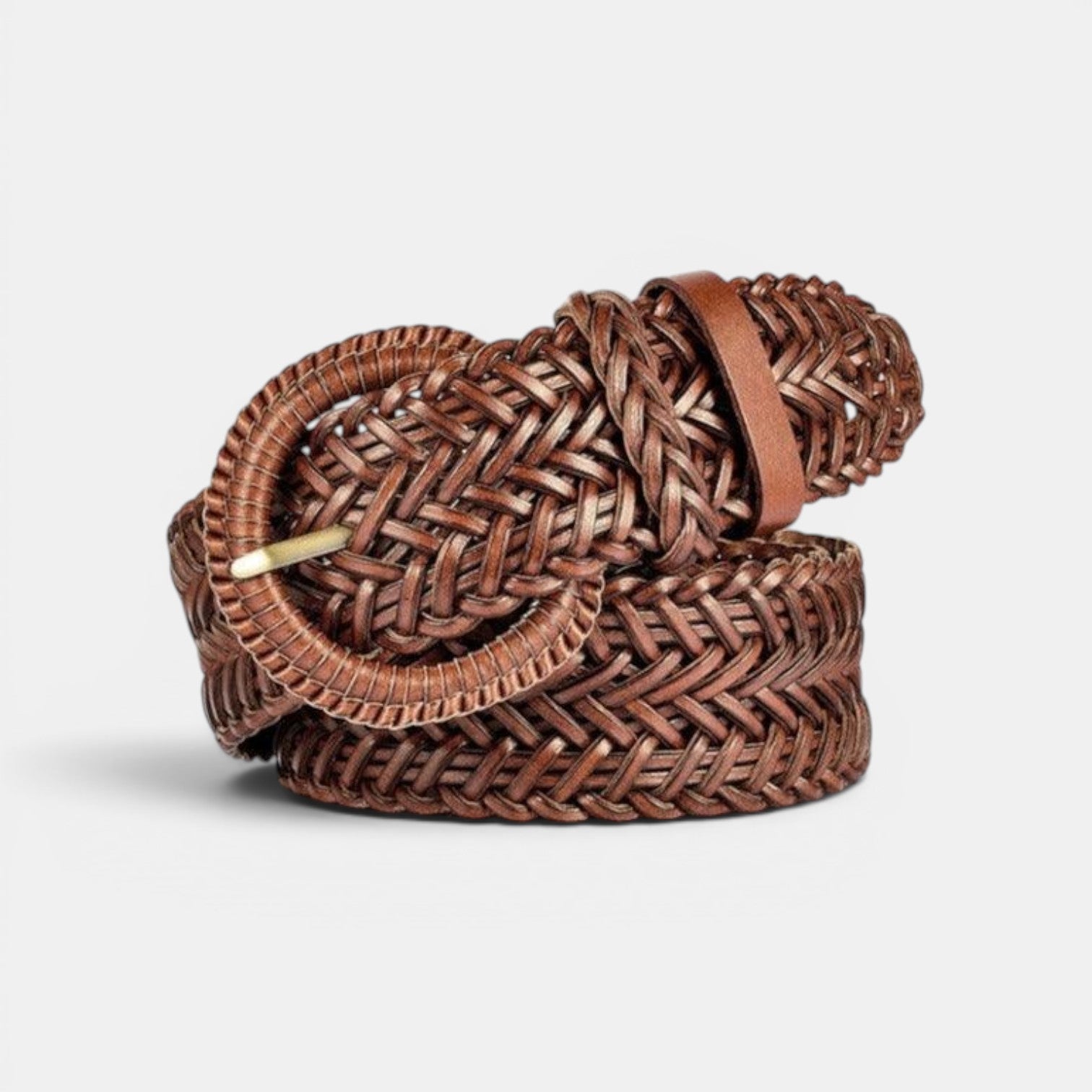 Ceinture Cuir Tressée Femme Boucle Arrondie Marron | Norvex