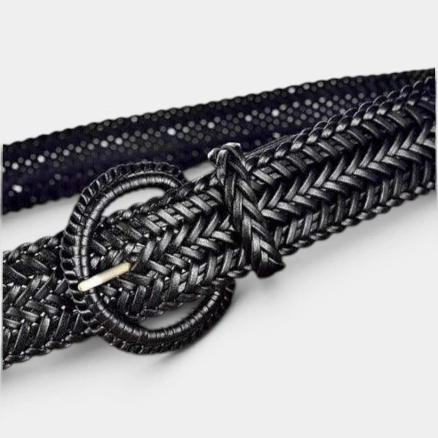 Ceinture Cuir Tressée Femme Boucle Arrondie Marron | Norvex