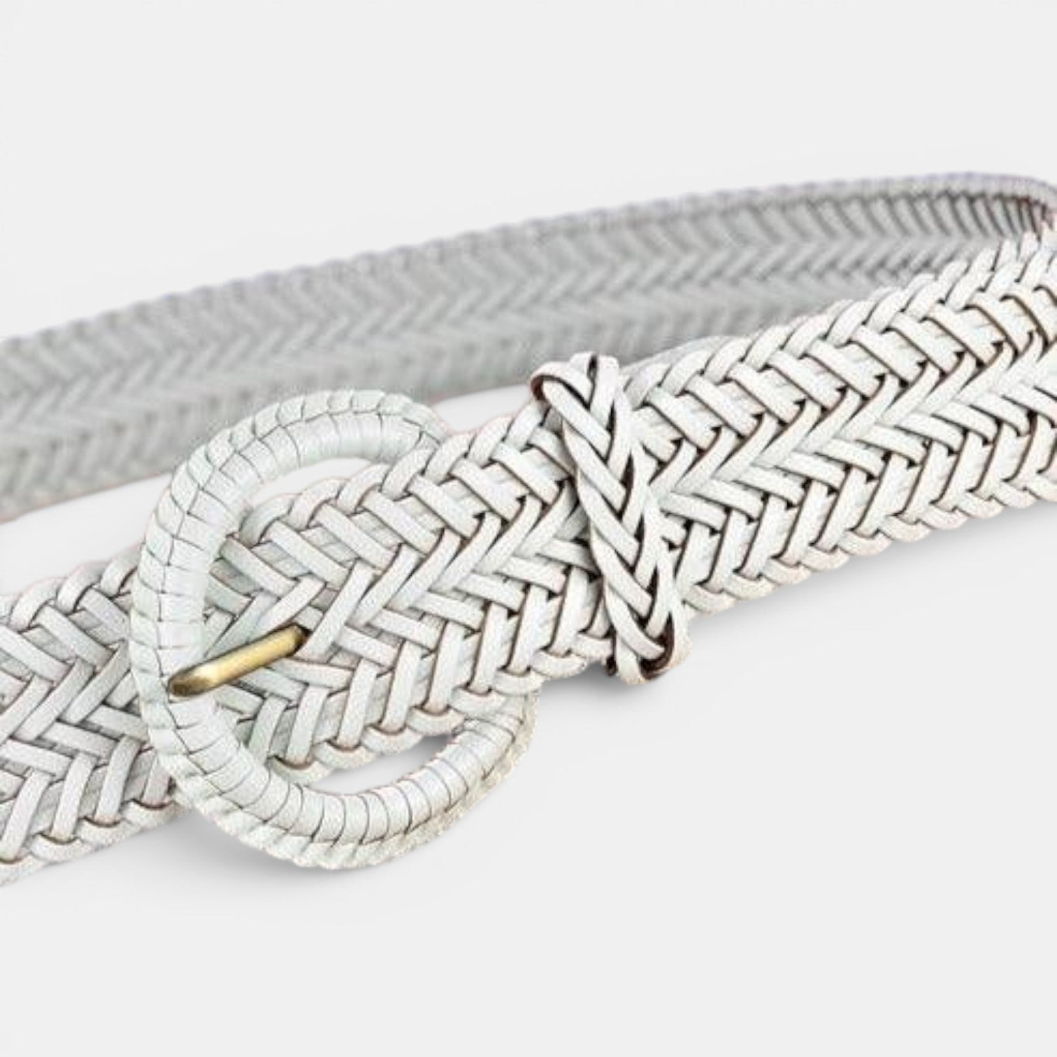 Ceinture Cuir Tressée Femme Boucle Arrondie Marron | Norvex