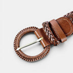 Ceinture Cuir Tressée Femme Boucle Arrondie Marron | Norvex