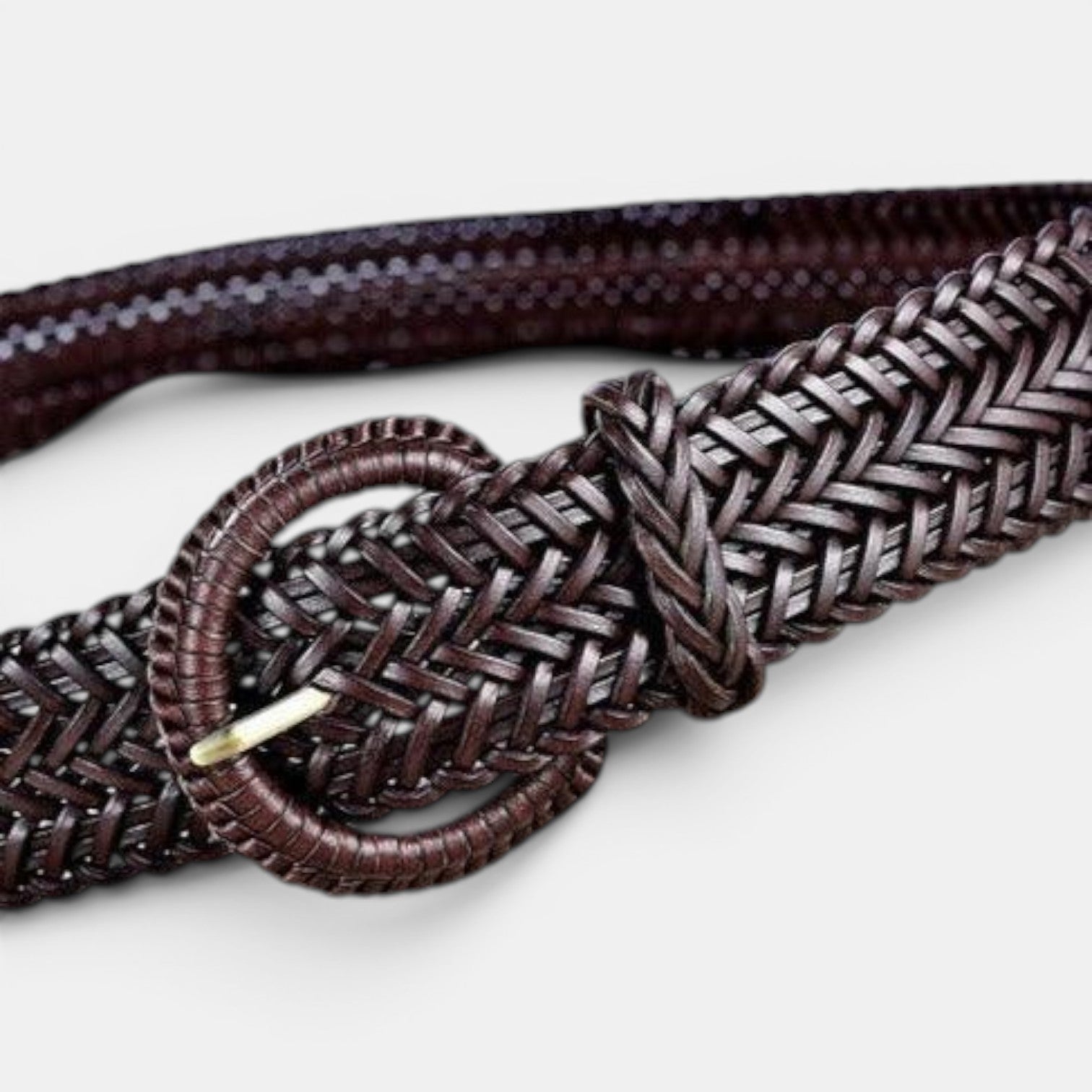 Ceinture Cuir Tressée Femme Boucle Arrondie Marron | Norvex