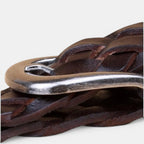 Ceinture Tressée Cuir Pleine Fleur Boucle Arrondie Femme | Welvax La Maison de la Ceinture