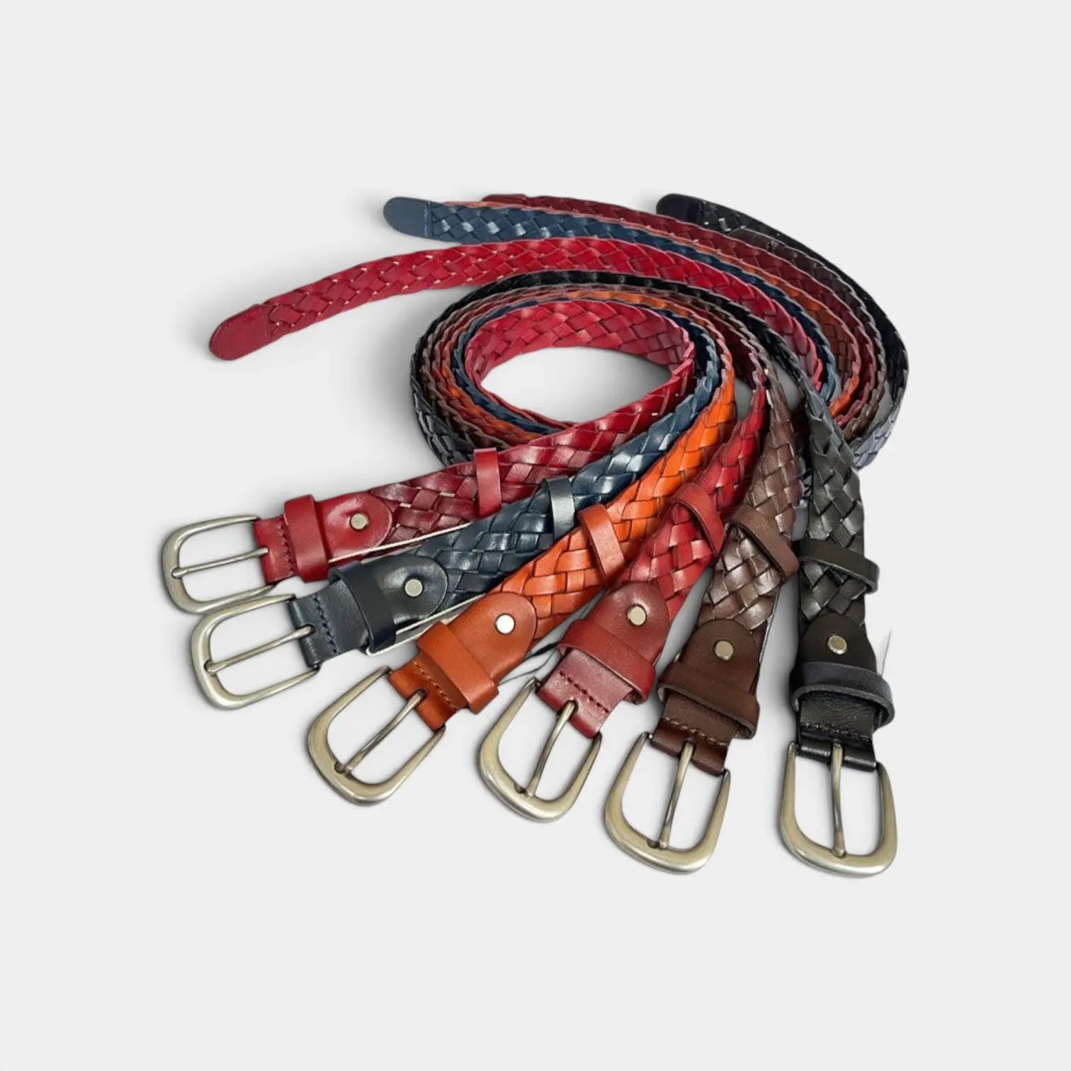 Ceinture Tressée Cuir Pleine Fleur Boucle Arrondie Femme | Welvax La Maison de la Ceinture