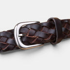 Ceinture Tressée Cuir Pleine Fleur Boucle Arrondie Femme | Welvax La Maison de la Ceinture