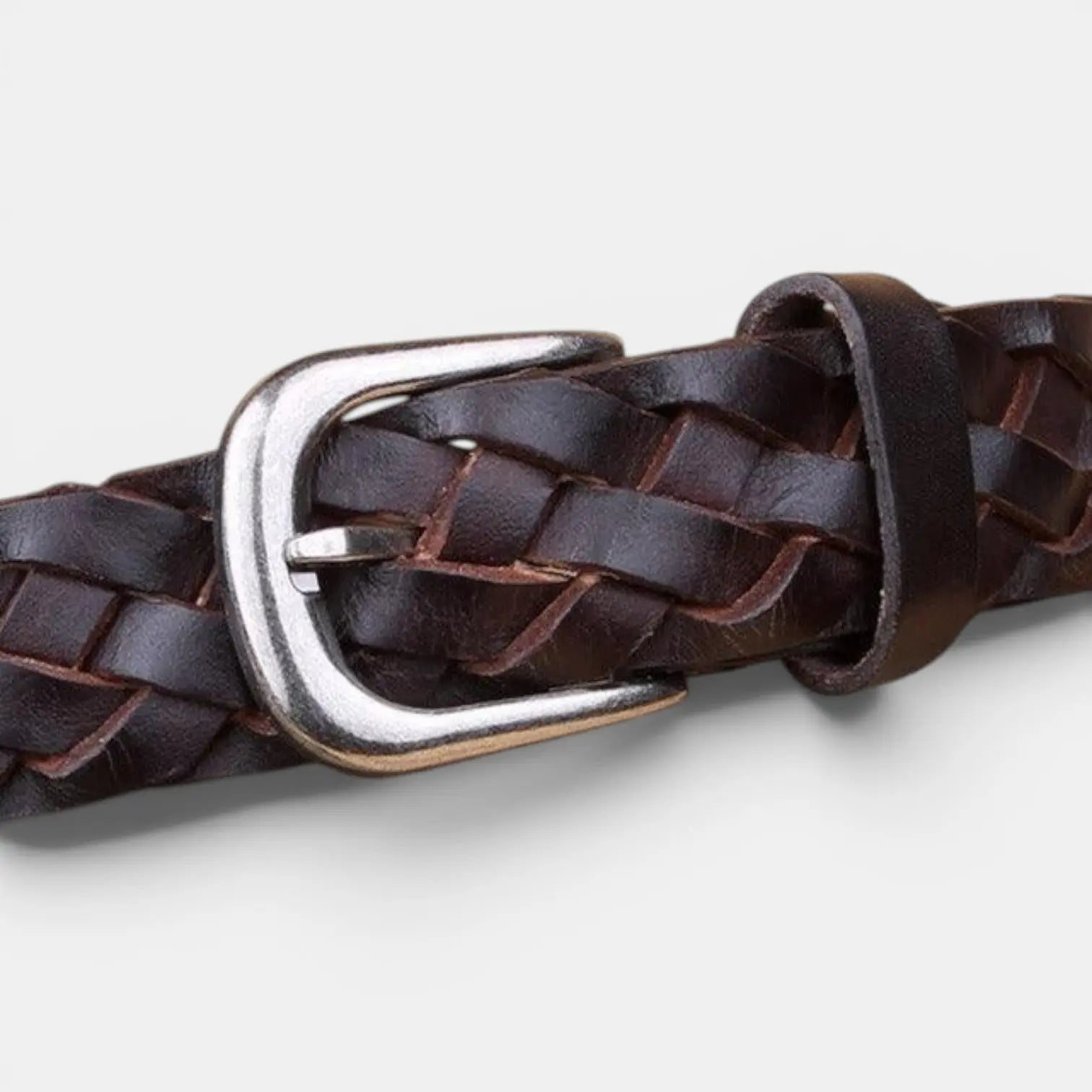 Ceinture Tressée Cuir Pleine Fleur Boucle Arrondie Femme | Welvax La Maison de la Ceinture