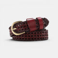 Ceinture Cuir Tressée Femme Boucle Arrondie Bordeaux | Velmara