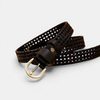 Ceinture Cuir Tressée Femme Boucle Arrondie Bordeaux | Velmara