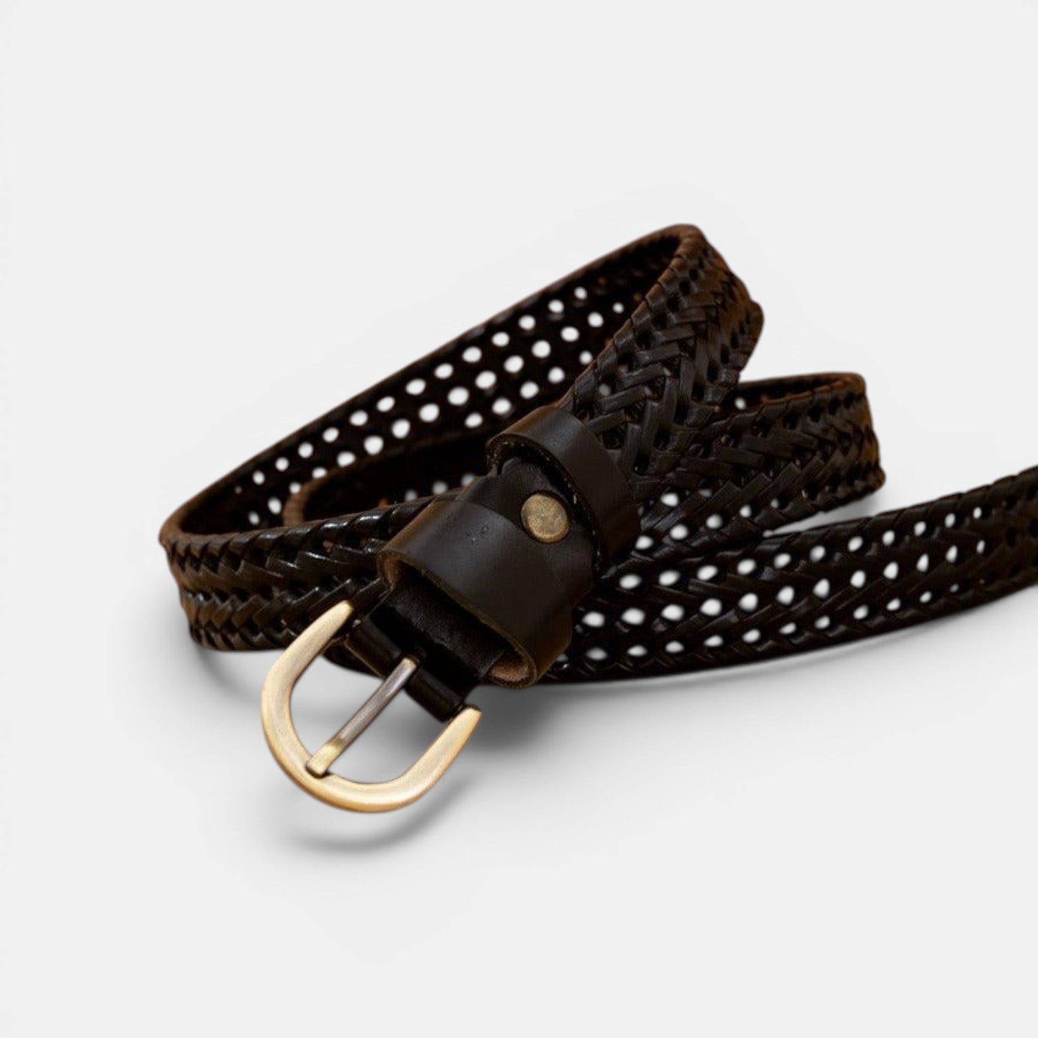 Ceinture Cuir Tressée Femme Boucle Arrondie Bordeaux | Velmara
