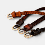Ceinture Cuir Tressée Femme Boucle Arrondie Bordeaux | Velmara
