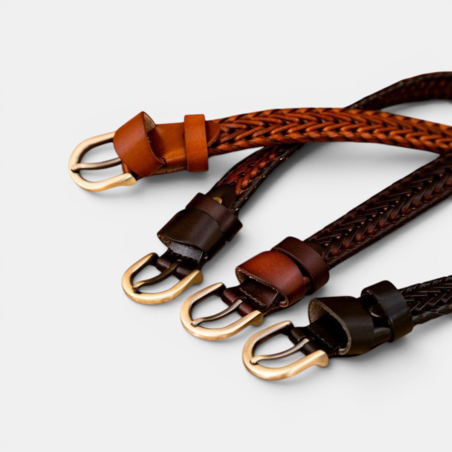 Ceinture Cuir Tressée Femme Boucle Arrondie Bordeaux | Velmara