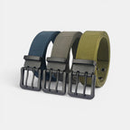 Ceinture Toile Nylon Homme Double Ardillon Noire | Kravden