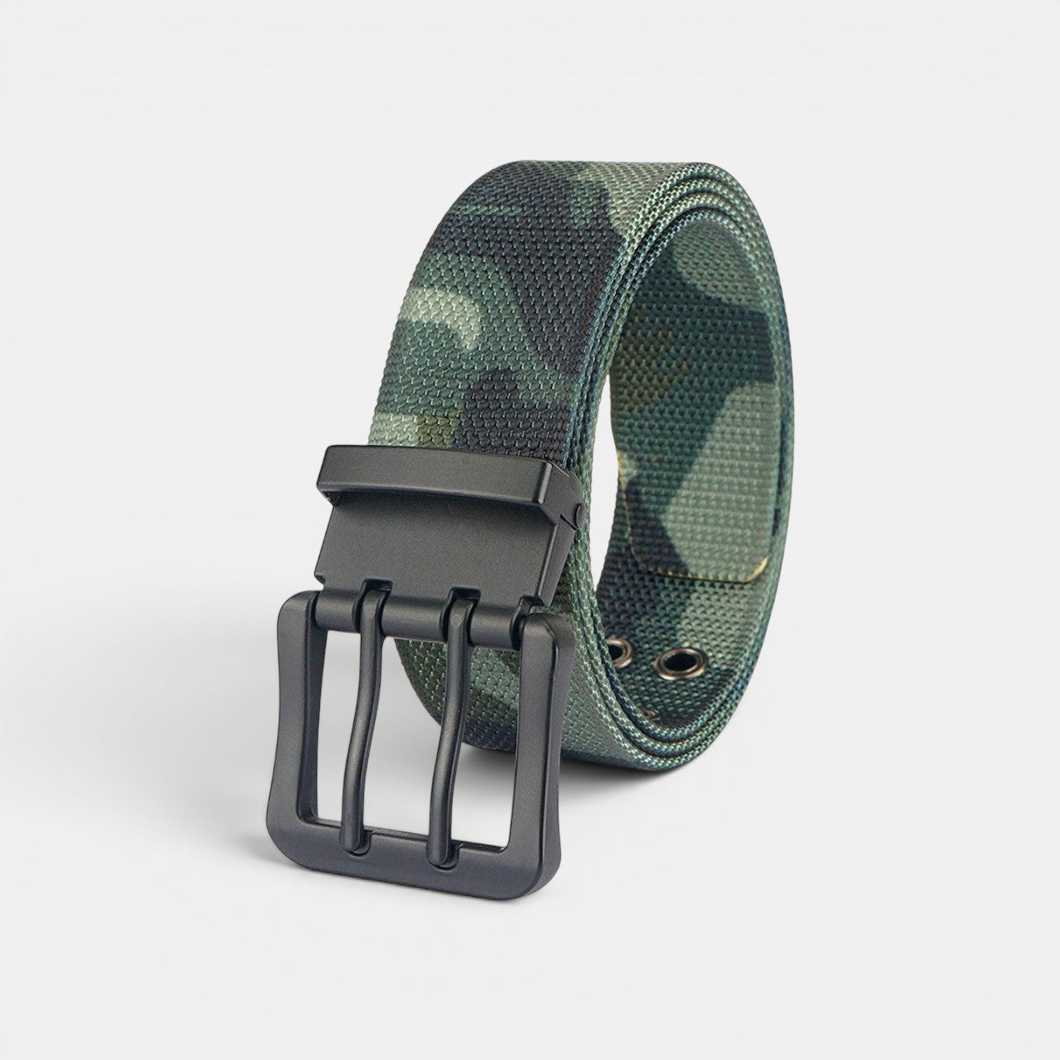 Ceinture Toile Nylon Homme Double Ardillon Noire | Kravden