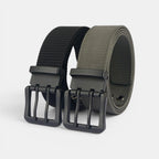 Ceinture Toile Nylon Homme Double Ardillon Noire | Kravden