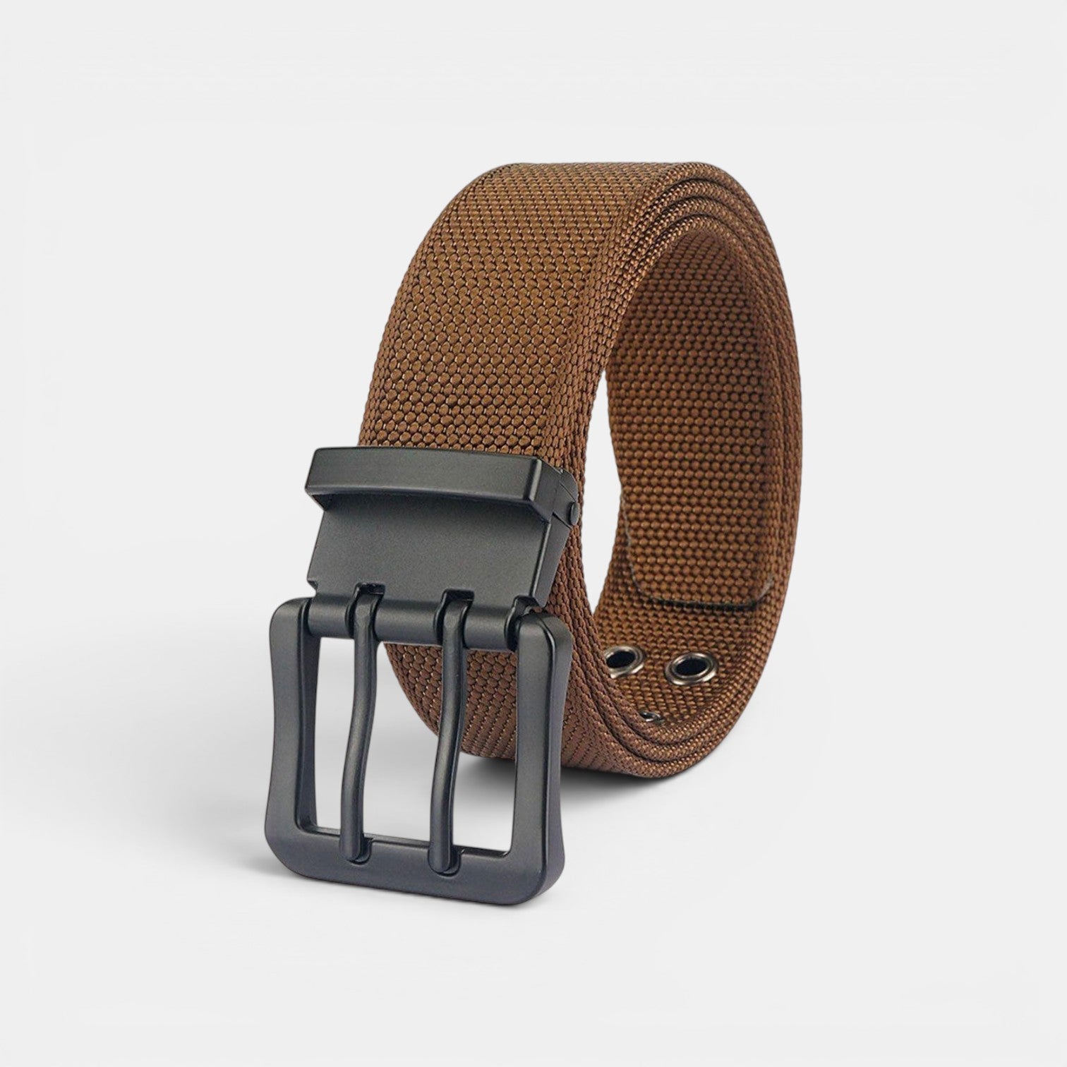 Ceinture Toile Nylon Homme Double Ardillon Noire | Kravden