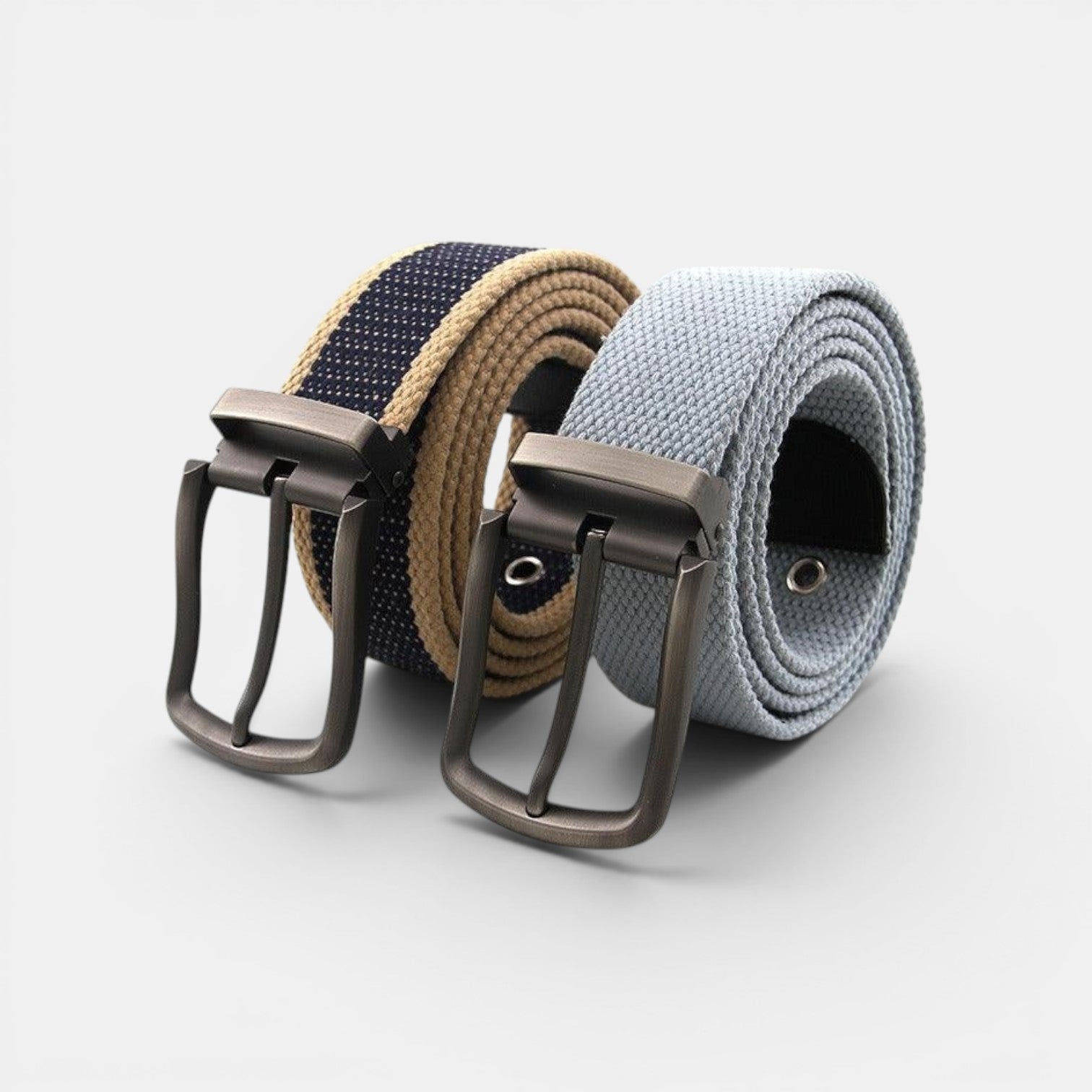 Ceinture Toile Homme Rayée Boucle Ardillon Bleu Marine | Vorkin