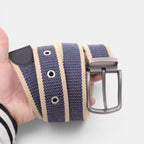 Ceinture Toile Homme Rayée Boucle Ardillon Bleu Marine | Vorkin