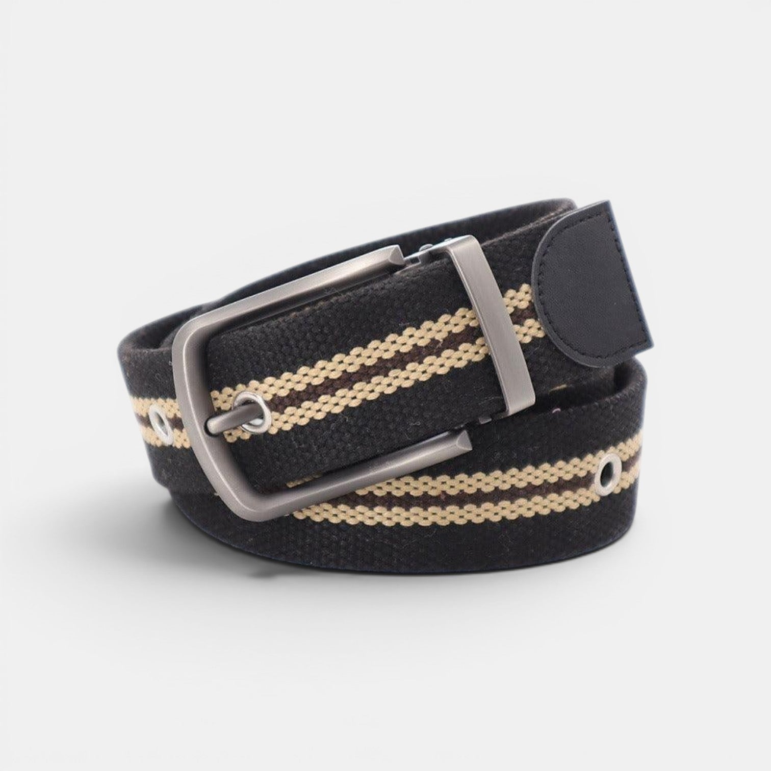 Ceinture Toile Homme Rayée Boucle Ardillon Bleu Marine | Vorkin