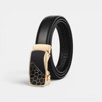 Ceinture Cuir Grainé Femme Automatique Boucle Dorée Décorée | Gilvex La Maison de la Ceinture