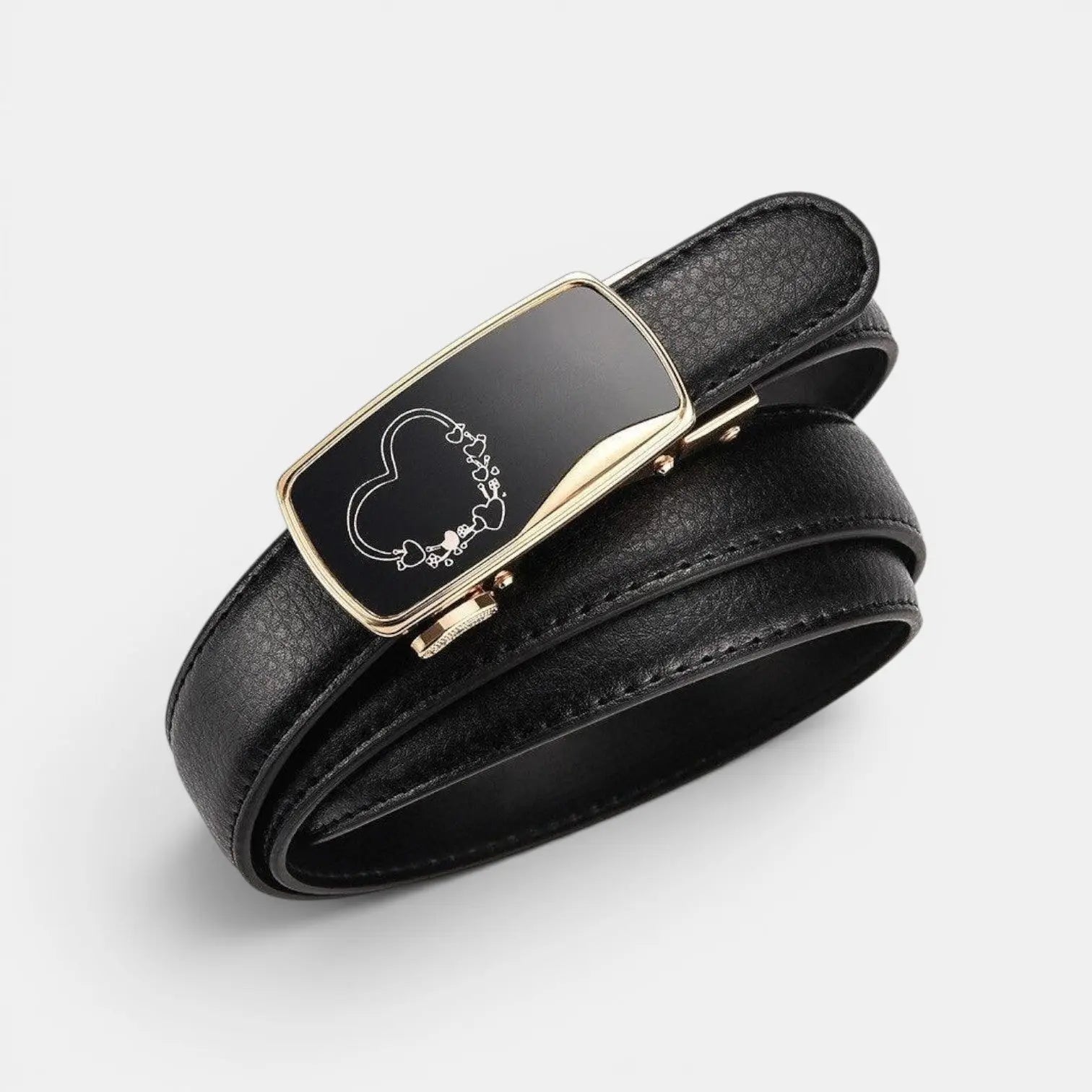 Ceinture Cuir Grainé Femme Automatique Boucle Dorée Décorée | Gilvex La Maison de la Ceinture