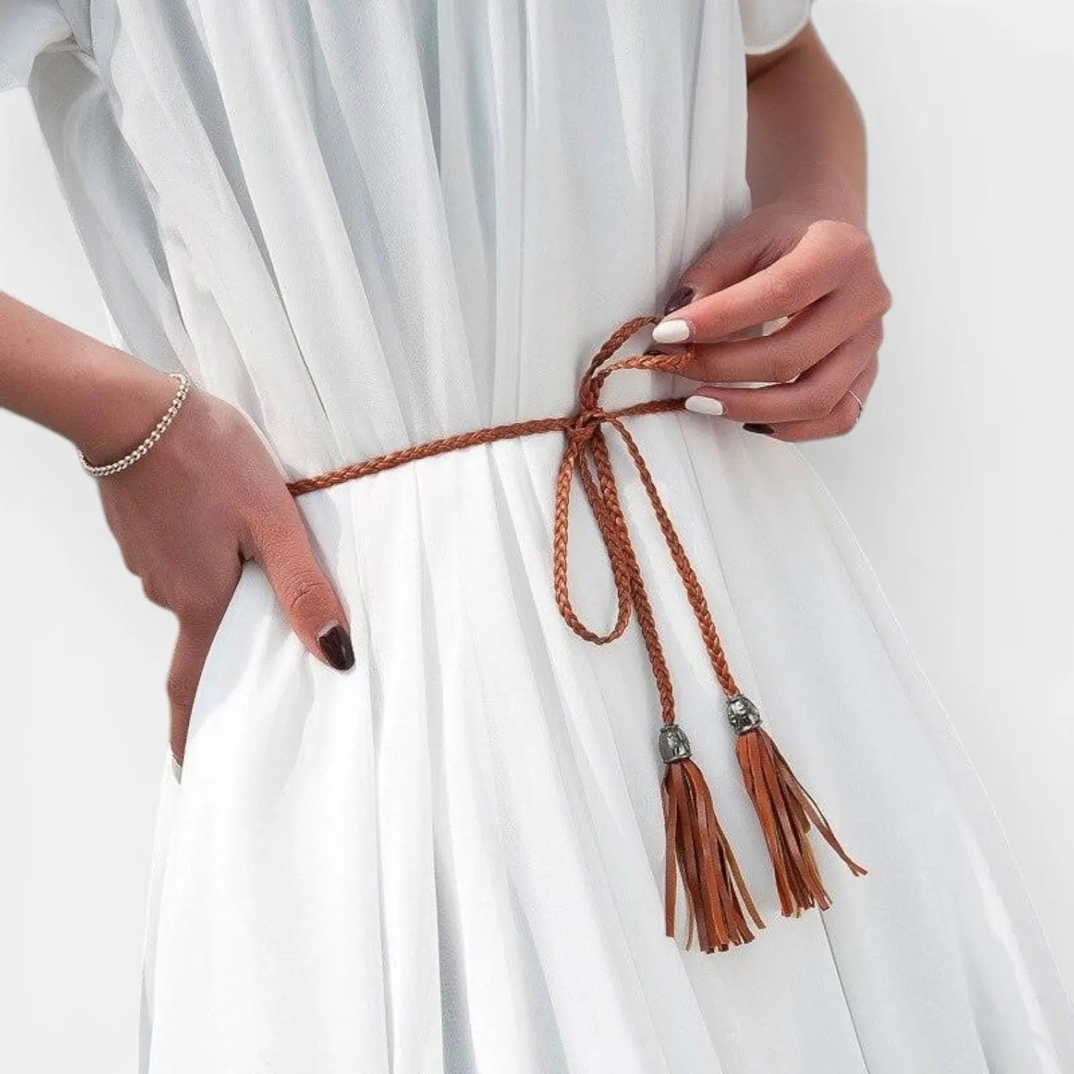 Ceinture Fine à Nouer Simili Vegan Tressée Bohème Femme | Talmix La Maison de la Ceinture