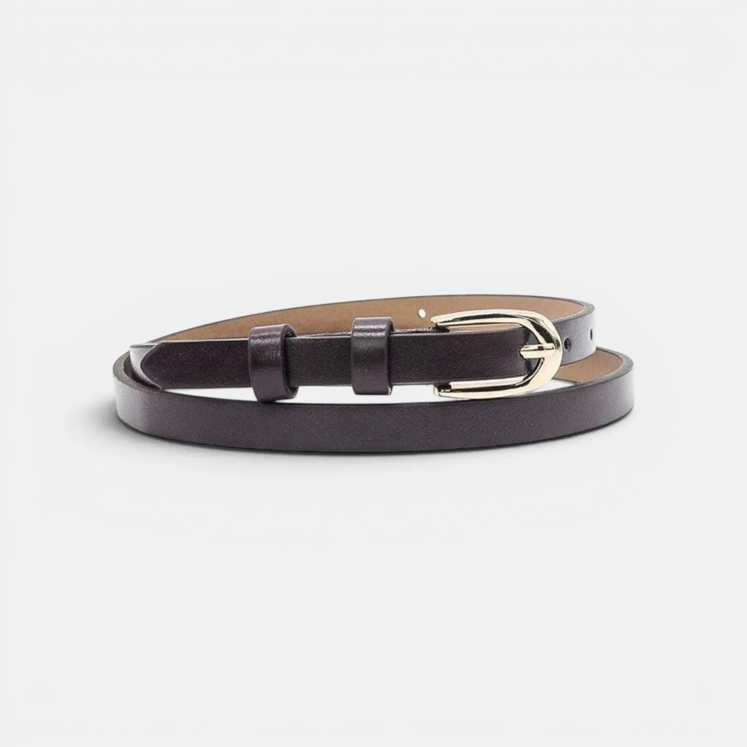 Ceinture Fine Cuir Lisse 1,3 cm Boucle Dorée Femme | Tervix La Maison de la Ceinture