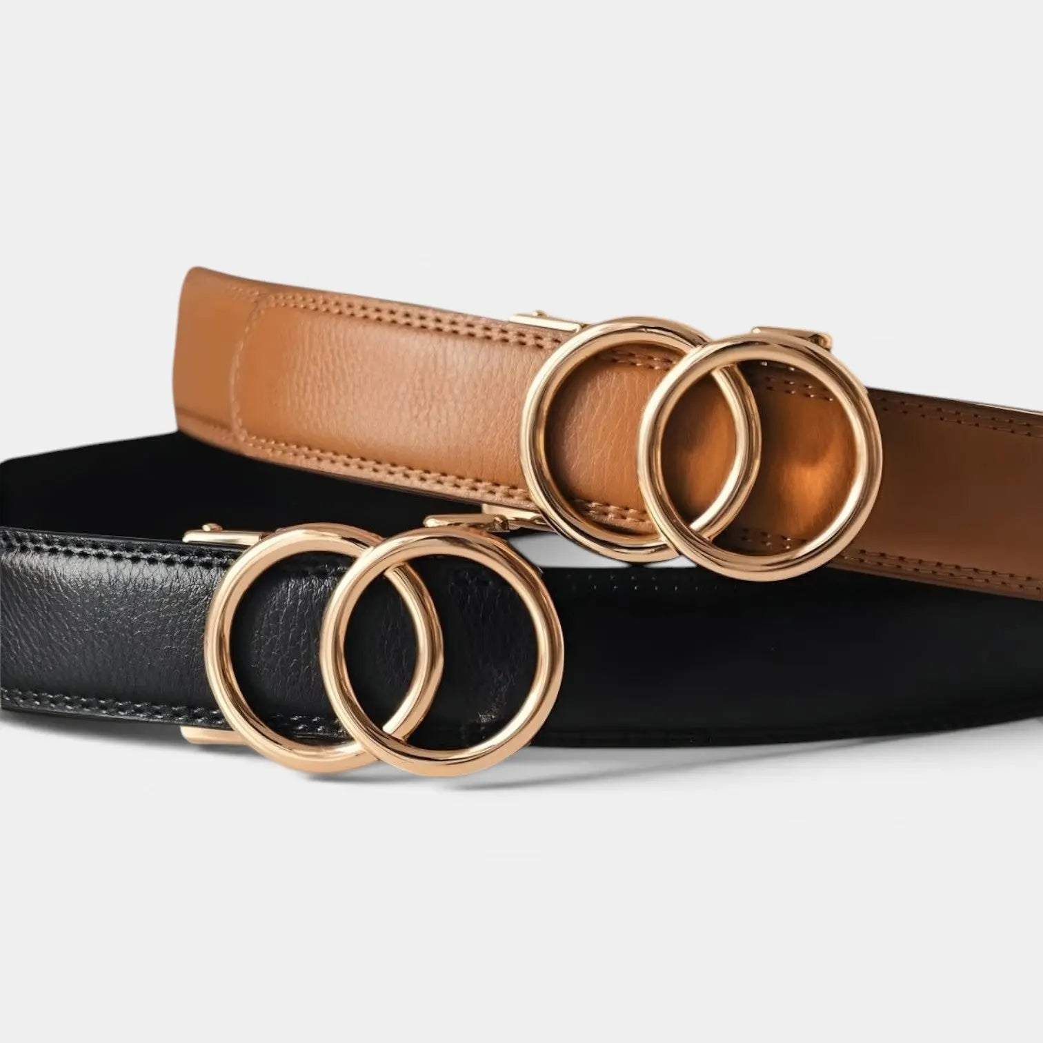 Ceinture Cuir Grainé Sans Trou Boucle Automatique Femme | Ornav La Maison de la Ceinture