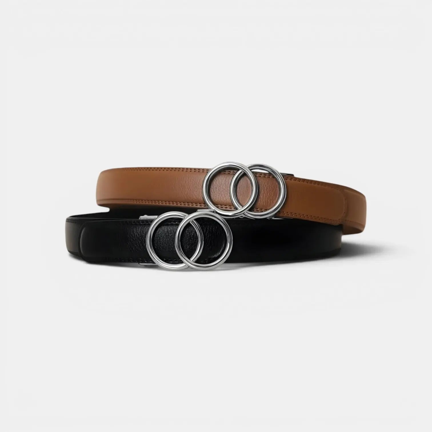 Ceinture Cuir Grainé Sans Trou Boucle Automatique Femme | Ornav La Maison de la Ceinture