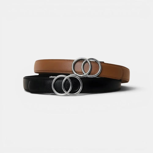 Ceinture Cuir Grainé Sans Trou Boucle Automatique Femme | Ornav La Maison de la Ceinture