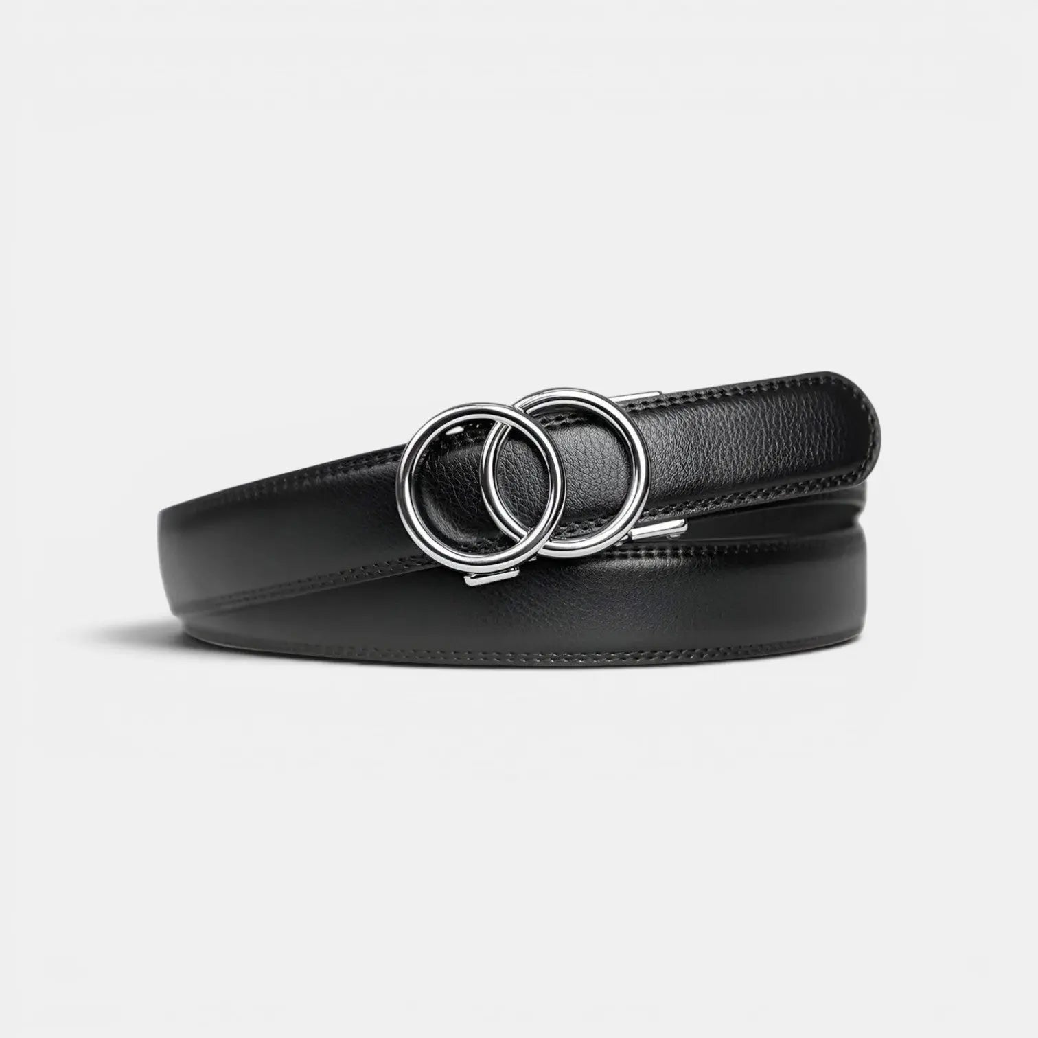 Ceinture Cuir Grainé Sans Trou Boucle Automatique Femme | Ornav La Maison de la Ceinture