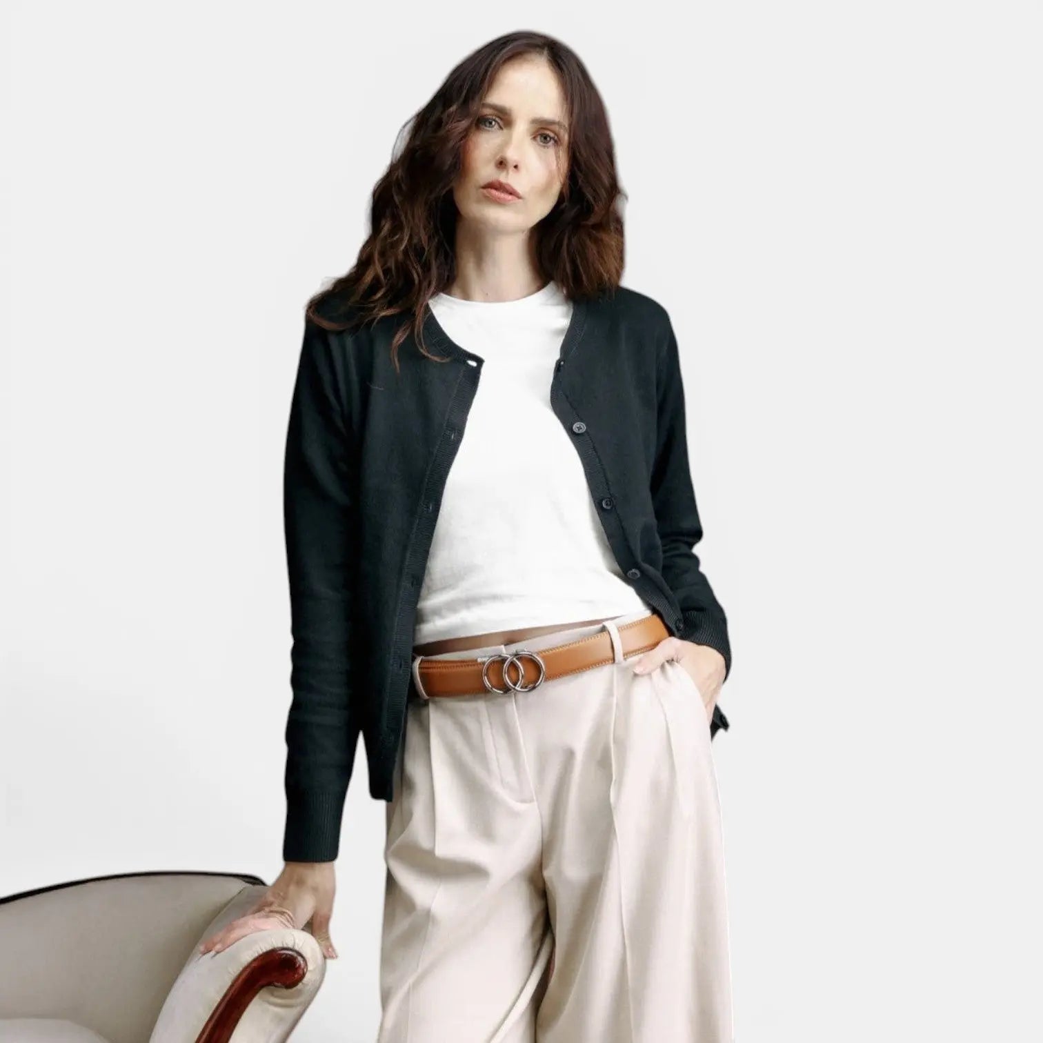 Ceinture Cuir Grainé Sans Trou Boucle Automatique Femme | Ornav La Maison de la Ceinture