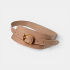 Ceinture Cuir Large Femme Taille Haute Boucle Dorée Marron | Velmara