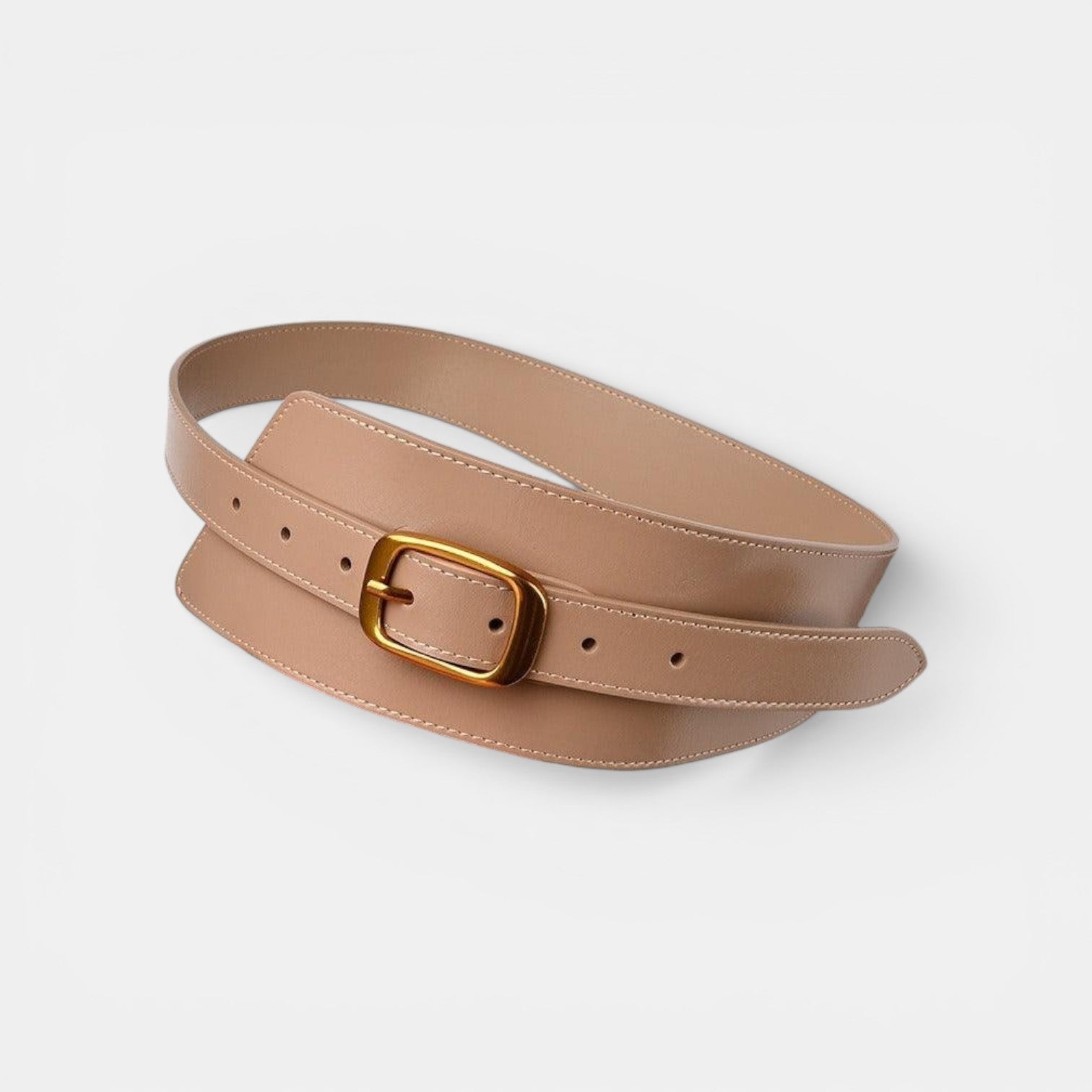 Ceinture Cuir Large Femme Taille Haute Boucle Dorée Marron | Velmara
