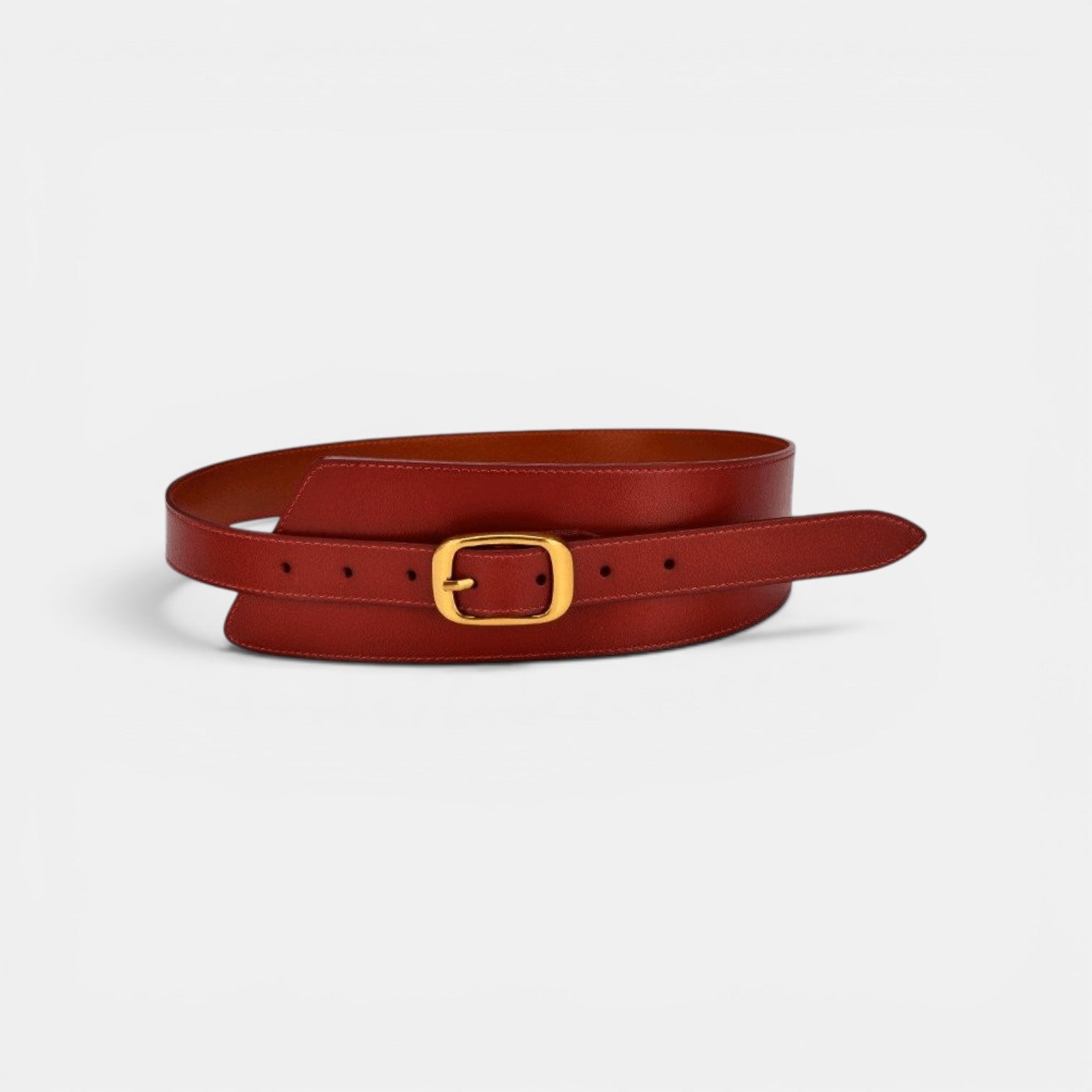 Ceinture Cuir Large Femme Taille Haute Boucle Dorée Marron | Velmara