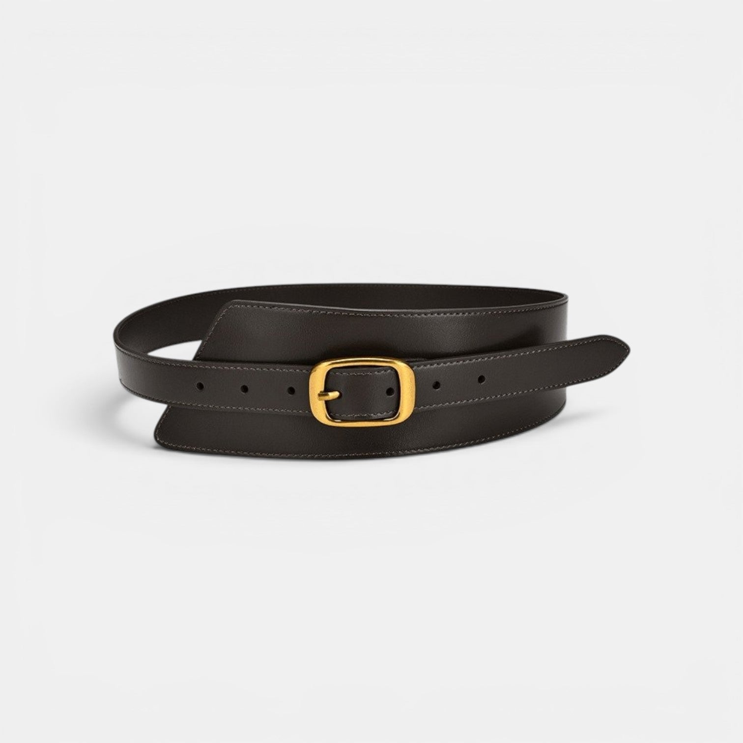 Ceinture Cuir Large Femme Taille Haute Boucle Dorée Marron | Velmara