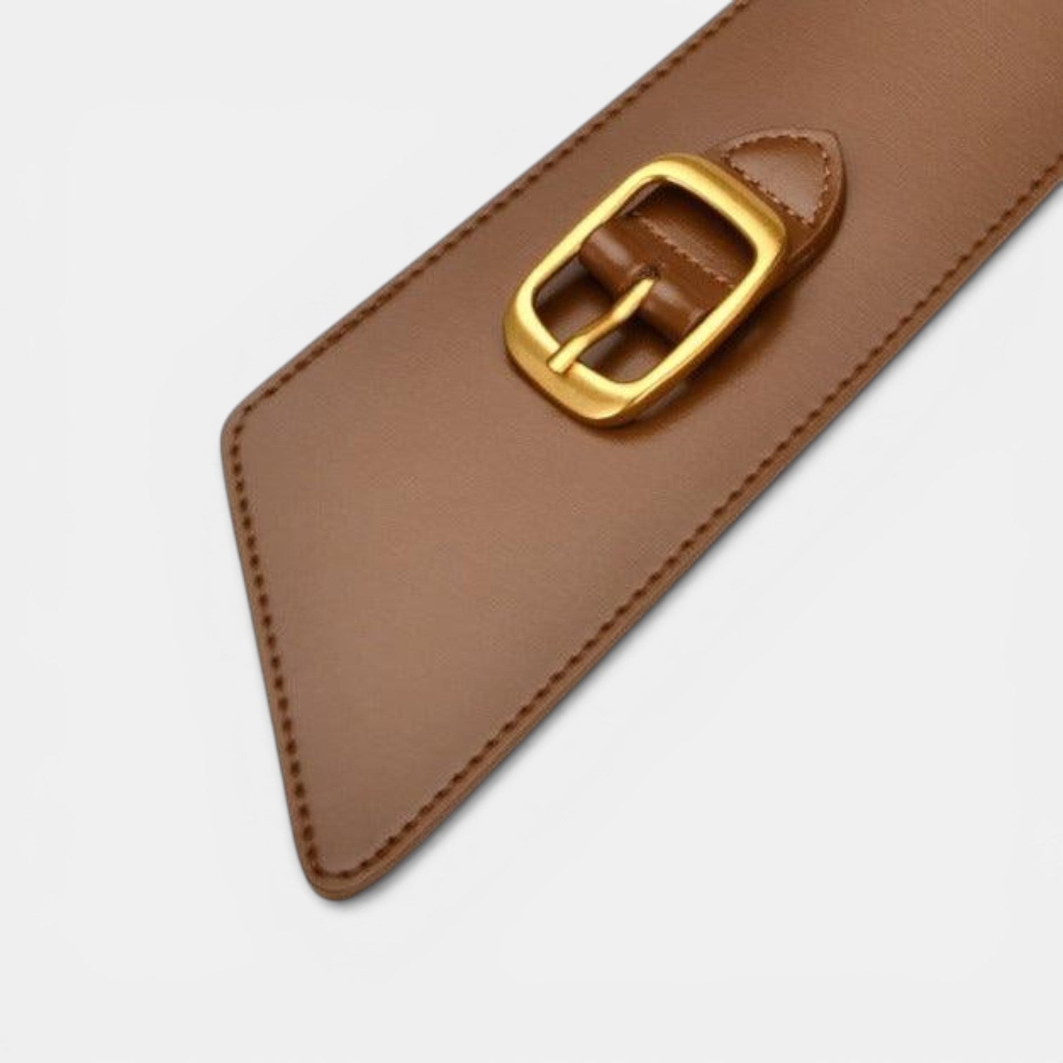 Ceinture Cuir Large Femme Taille Haute Boucle Dorée Marron | Velmara